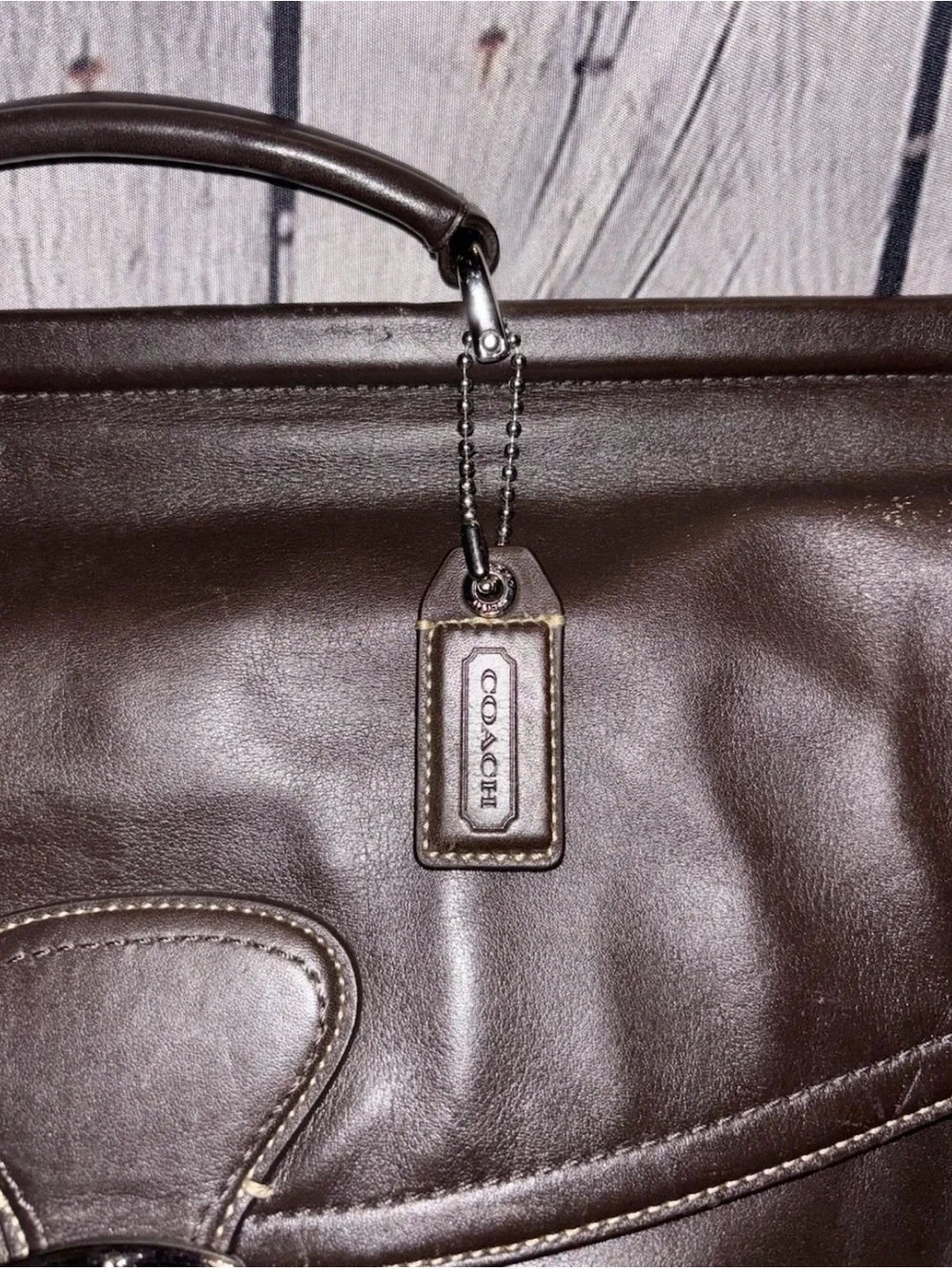 Vintage Coach Brown Leather Briefcase Messenger Bag Large Snap Handle Rare